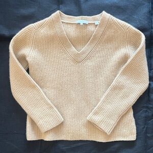 Vince Cashmere V-Neck Sweater Tan Camel XXS